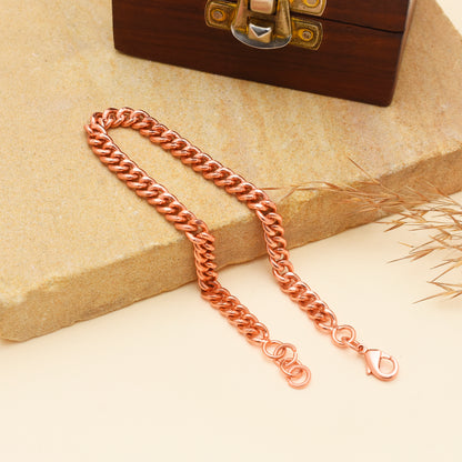 Pure Copper Cuban Link Bracelet for Men & Women - Solid Copper Healing Chain Bracelet, 6 to 9 Inch Curb Chain Bracelet - Gift for Him or Her