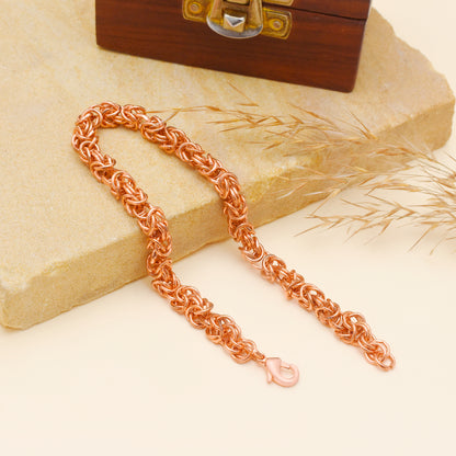 Handmade Copper Byzantine Chain Bracelet, Pure Copper Therapeutic Healing Bracelet, Unisex 6 to 9 Inch Stress Relif Bracelet, Gift for Her