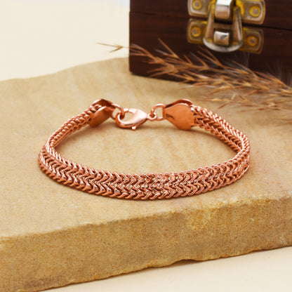 Copper Woven Chain Bracelet for Men & Women – Braided Copper Bracelet | Lobster Clasp Jewelry Gift – 6 to 9 Inch Handmade Bracelet