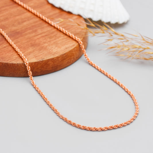 Etched Copper Chain, Handmade Copper Clasp Oval Link Chain Necklace, Solid Healing Energy Unisex Jewelry, Lightweight Everyday Chain