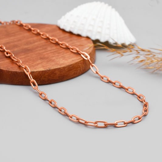 Handcrafted Pure Copper Oval Link Chain Necklace – Lightweight Healing Energy Jewelry for Men & Women, Statement Chain Gift for Him and Her