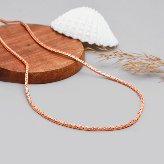 Handmade Pure Copper Wheat Chain Necklace, Solid Copper Jewelry, Viking Jewelry Gift, Unisex Wheat Chain Necklace for Men & Women