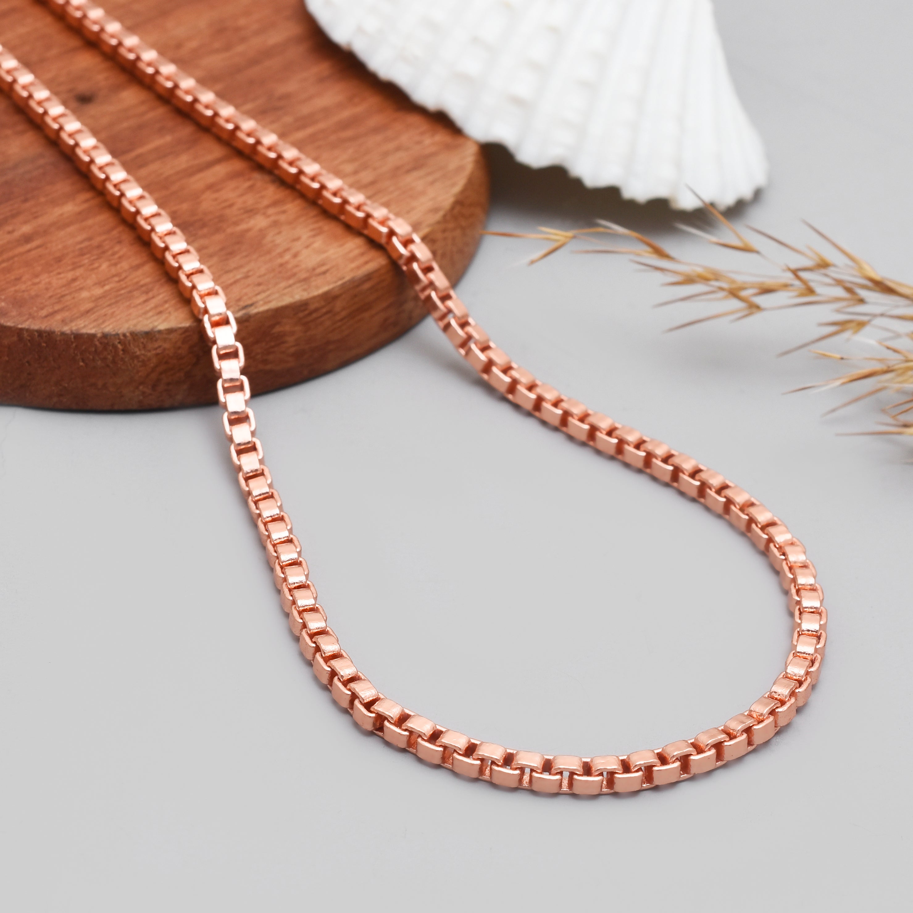 Solid Copper Box Chain Necklace, Box Link Chain, Heavy Duty Square Link Healing Jewelry, Box Chain Necklace, Unisex Necklace for Him & Her