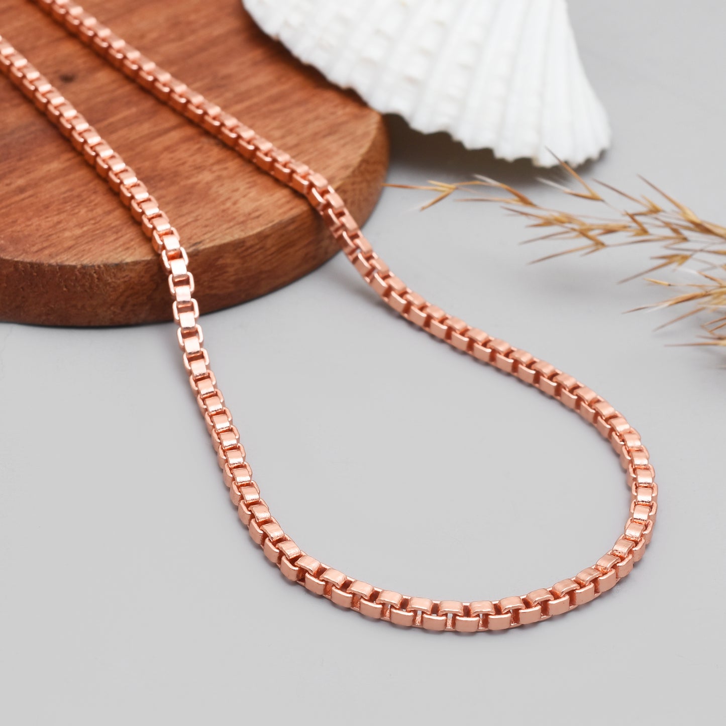 Solid Copper Box Chain Necklace, Box Link Chain, Heavy Duty Square Link Healing Jewelry, Box Chain Necklace, Unisex Necklace for Him & Her