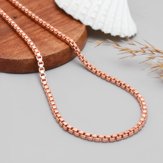 Solid Copper Box Chain Necklace, Box Link Chain, Heavy Duty Square Link Healing Jewelry, Box Chain Necklace, Unisex Necklace for Him & Her