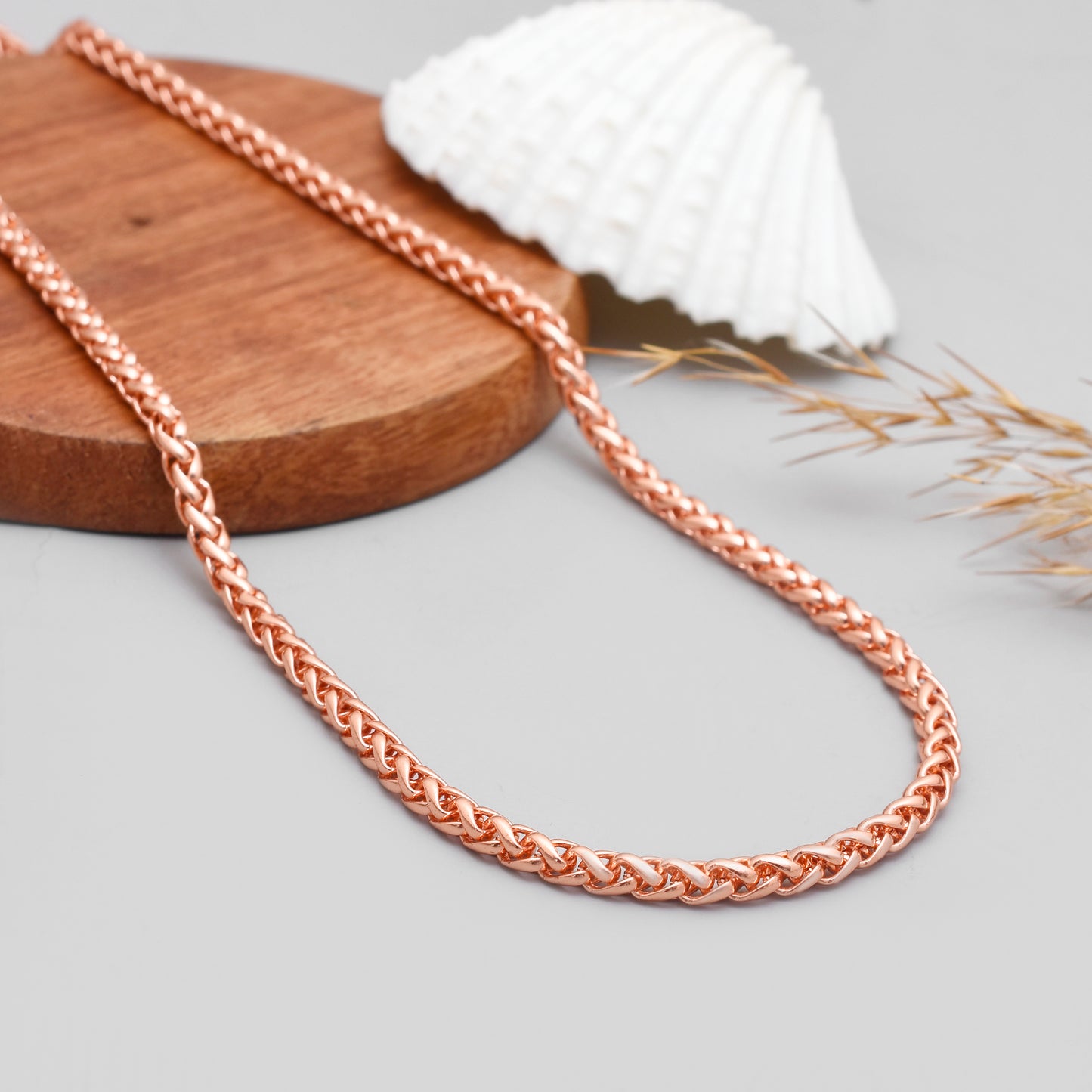 Pure Copper 4-in-1 Braided Chain Necklace, Solid Viking Jewelry, 16" to 28" Inch Unisex Jewelry for Men & Women