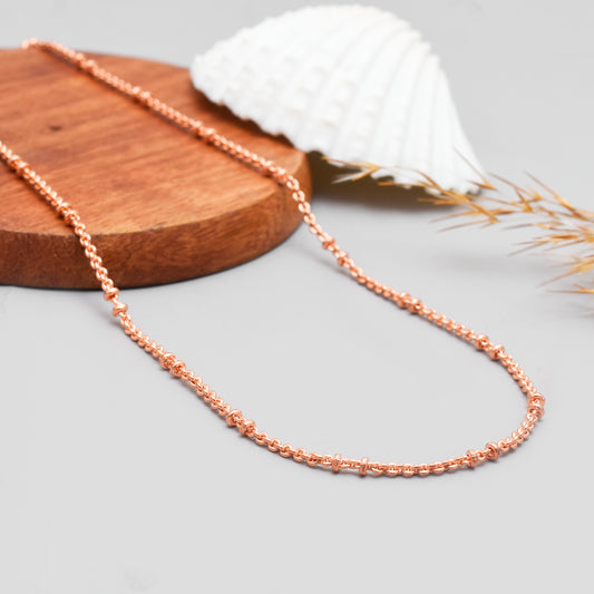 100% Oxidized Copper Beaded Chain Necklace – Pure Solid Copper Chain for Men & Women – Viking Jewelry – Eco-Friendly Pendant Chain