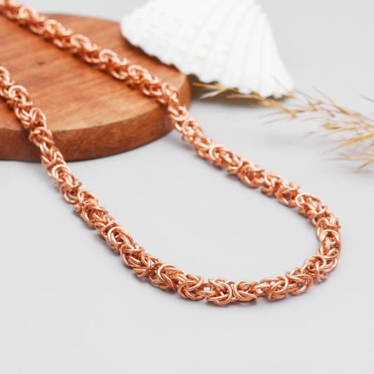 Handmade Copper Byzantine Chain Necklace, Antiqued Everyday Byzantine Necklace, Chunky Chainmail Choker Viking Jewelry, For Him & Her