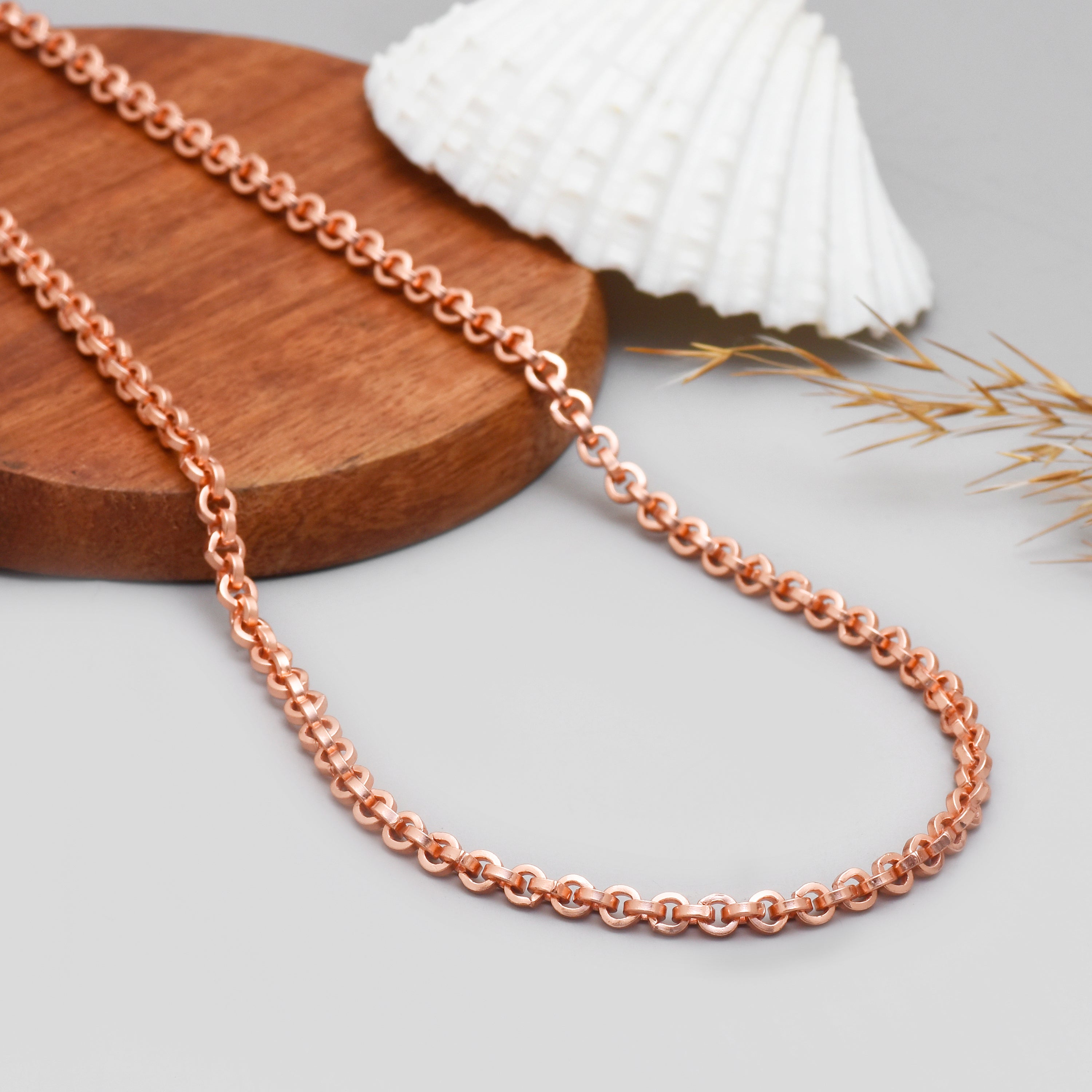 Handmade Copper Rolo Chain Necklace for Men & Women - Pure Copper Healing Link Chain for Everyday Wear - Unisex Necklace