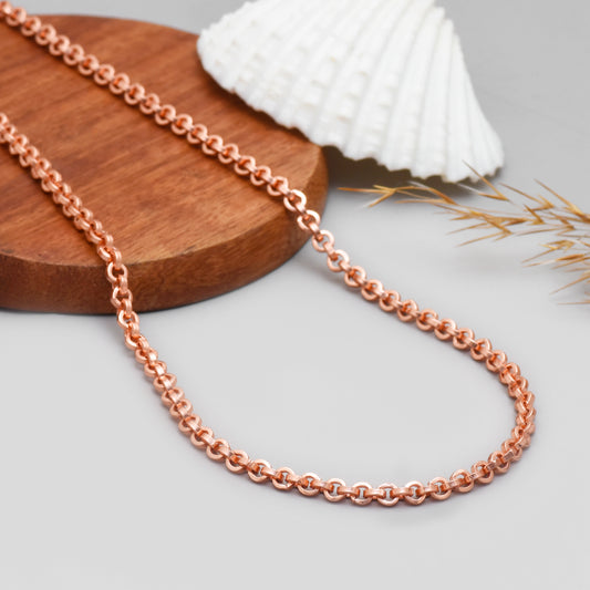 Handmade Copper Rolo Chain Necklace for Men & Women - Pure Copper Healing Link Chain for Everyday Wear - Unisex Necklace