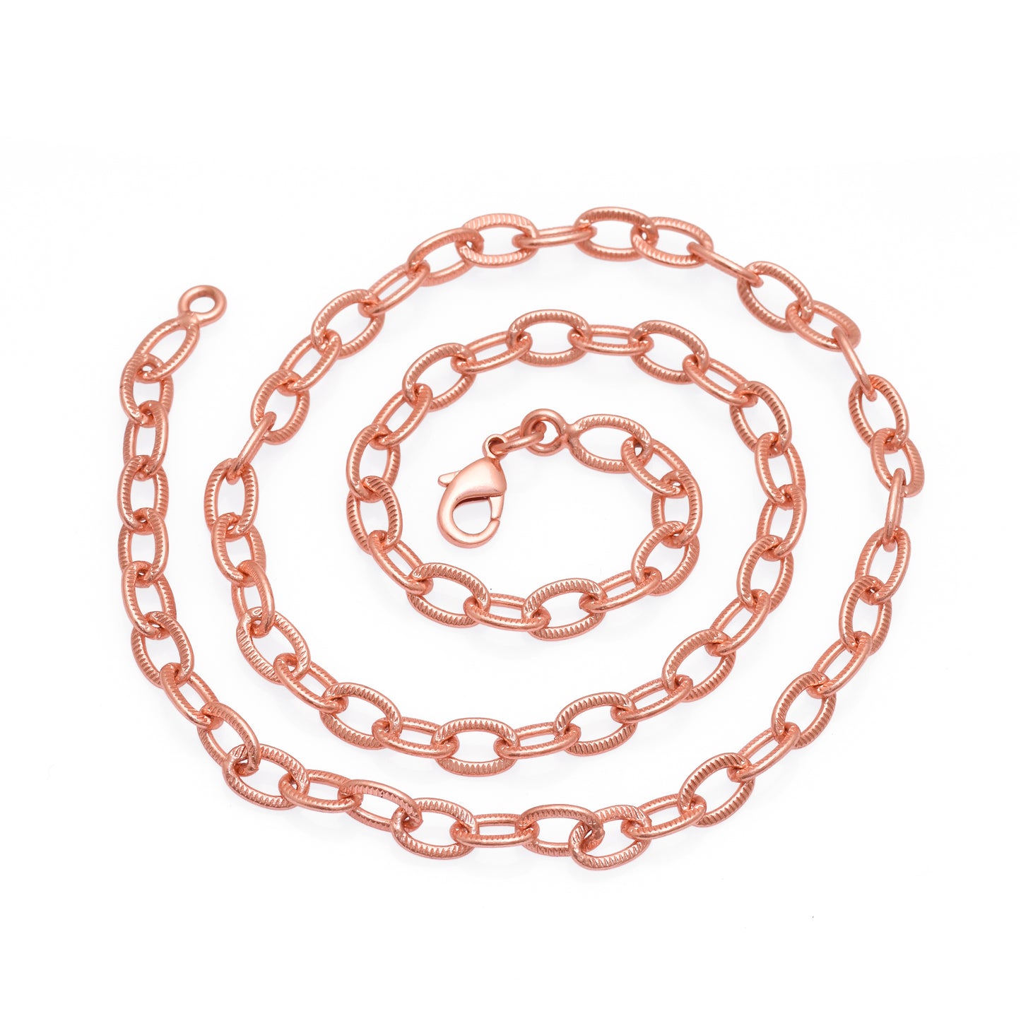 Etched Copper Chain, Handmade Copper Clasp Oval Link Chain Necklace, Solid Healing Energy Unisex Jewelry, Lightweight Everyday Chain