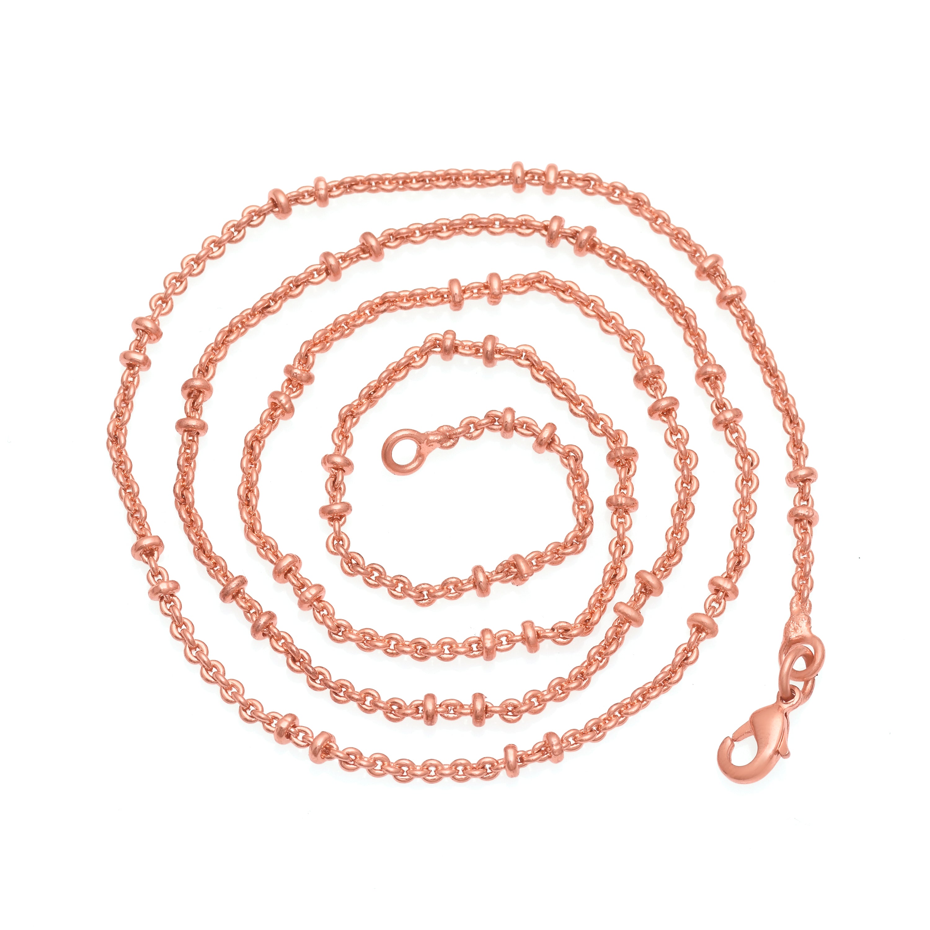 100% Oxidized Copper Beaded Chain Necklace – Pure Solid Copper Chain for Men & Women – Viking Jewelry – Eco-Friendly Pendant Chain