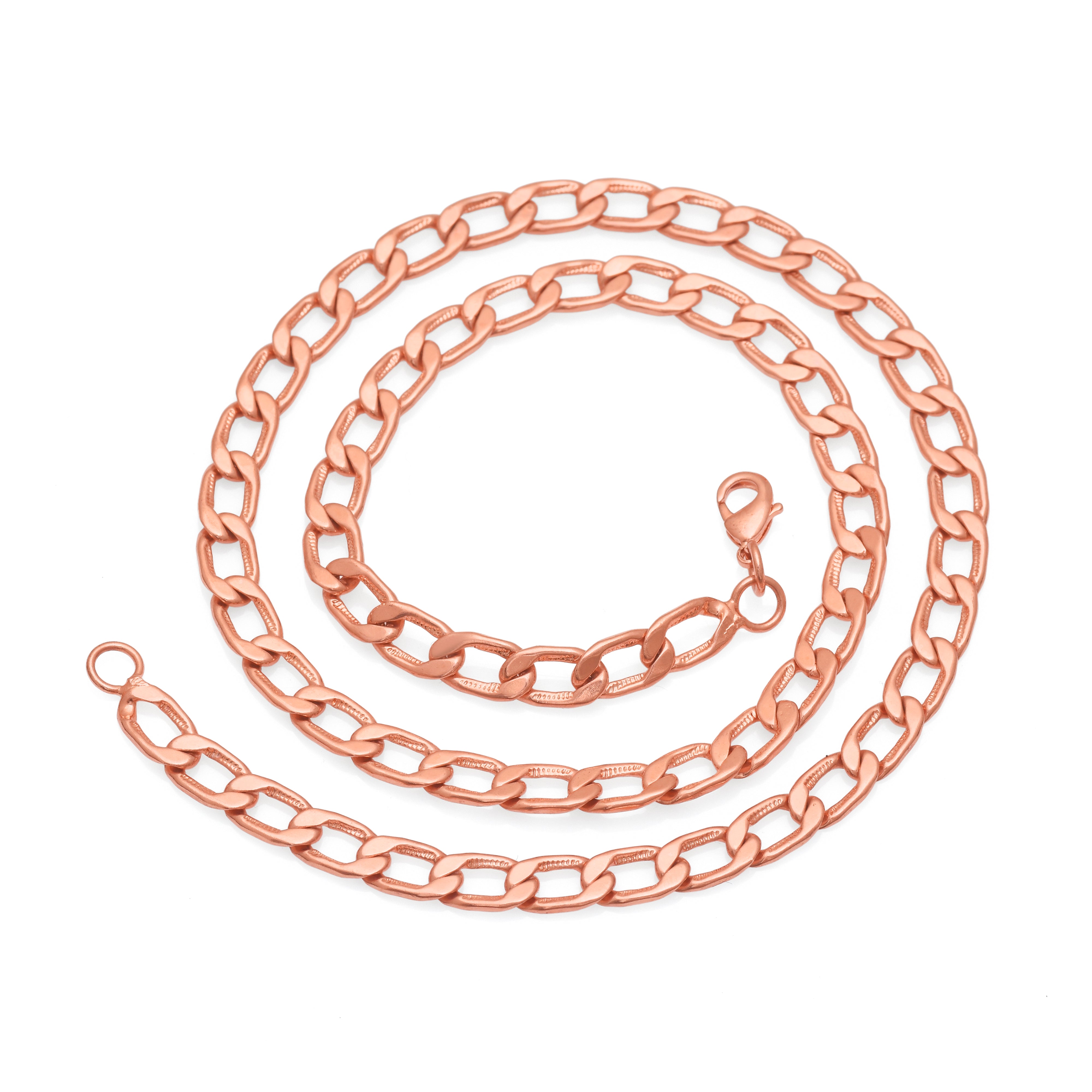 100% Chunky Copper Cuban Link Necklace for Men & Women - Premium Figaro Style Solid Copper Necklace, Curb Snail Link Chain
