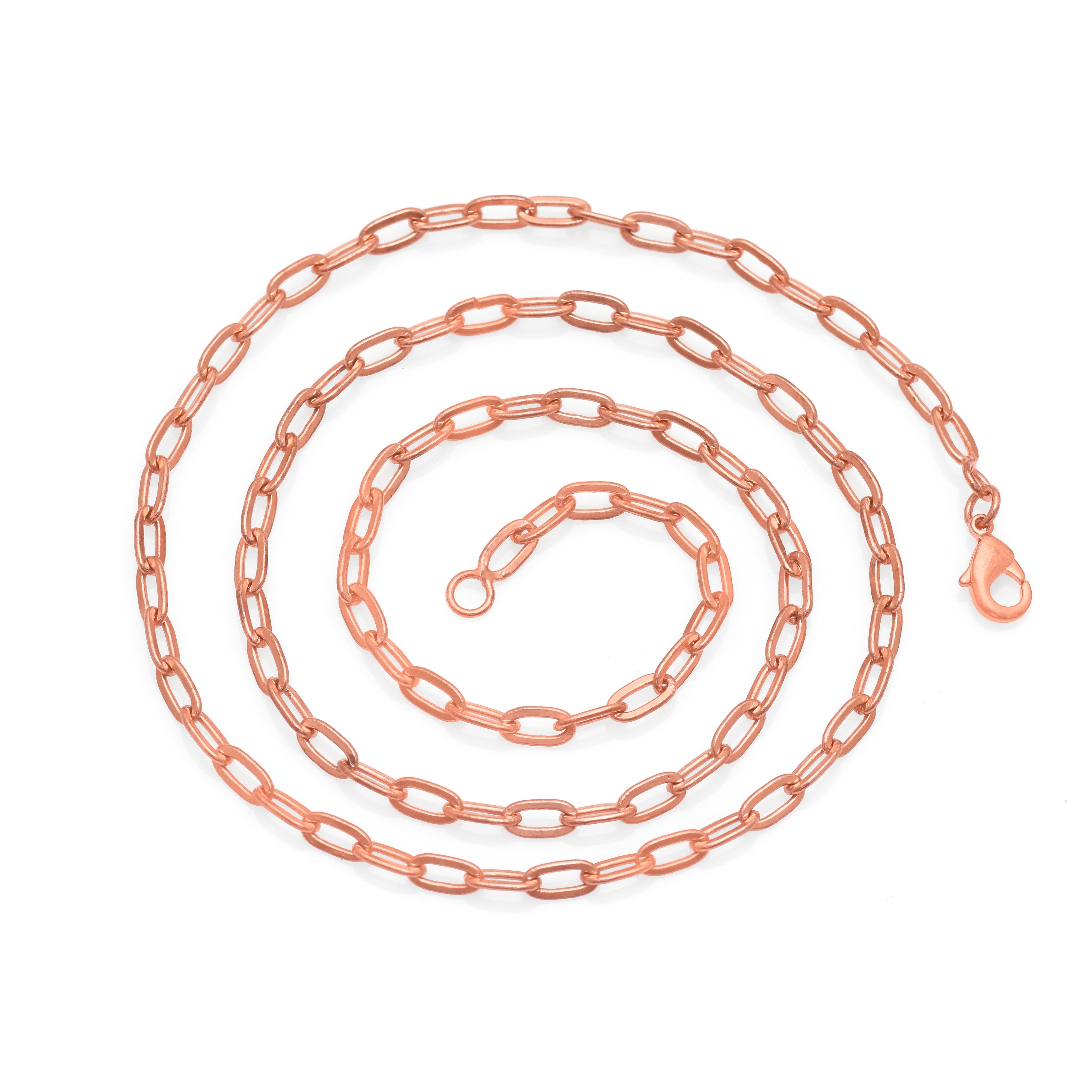 Handcrafted Pure Copper Oval Link Chain Necklace – Lightweight Healing Energy Jewelry for Men & Women, Statement Chain Gift for Him and Her