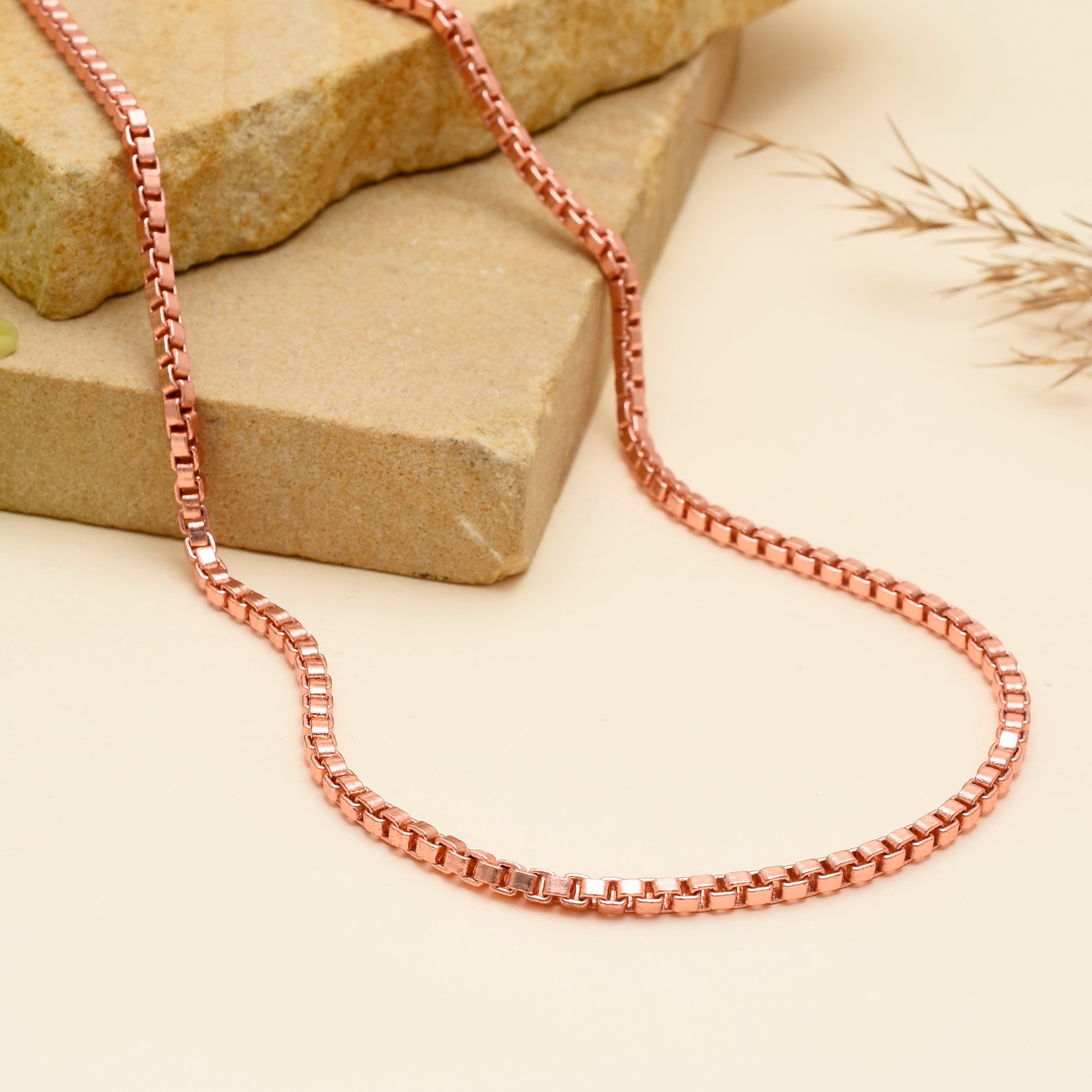 Solid Copper Box Chain Necklace, Box Link Chain, Heavy Duty Square Link Healing Jewelry, Box Chain Necklace, Unisex Necklace for Him & Her