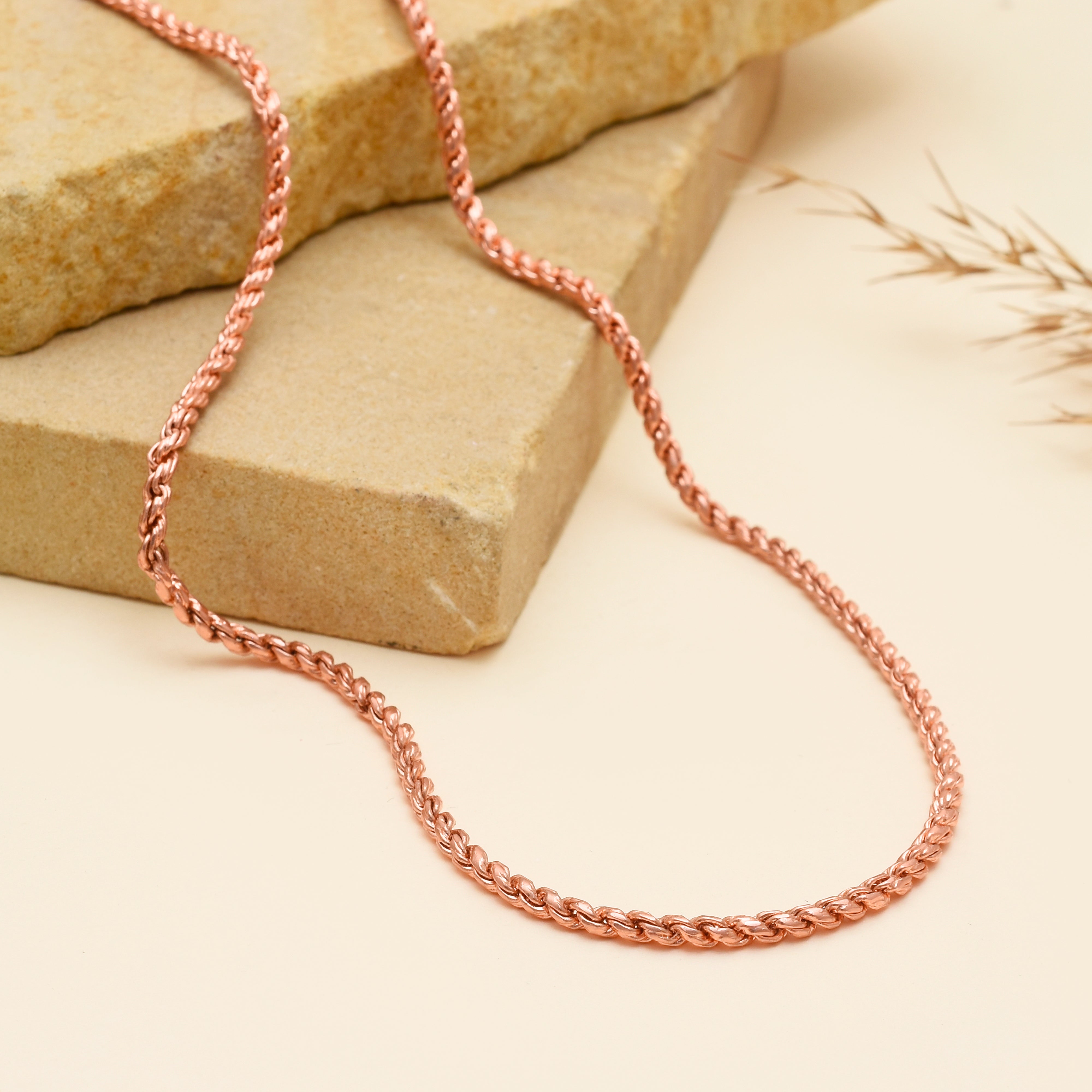 Handcrafted Twisted Copper Rope Necklace – Trendy Unisex Chain for Layering, Pendant Styling & Daily Wear