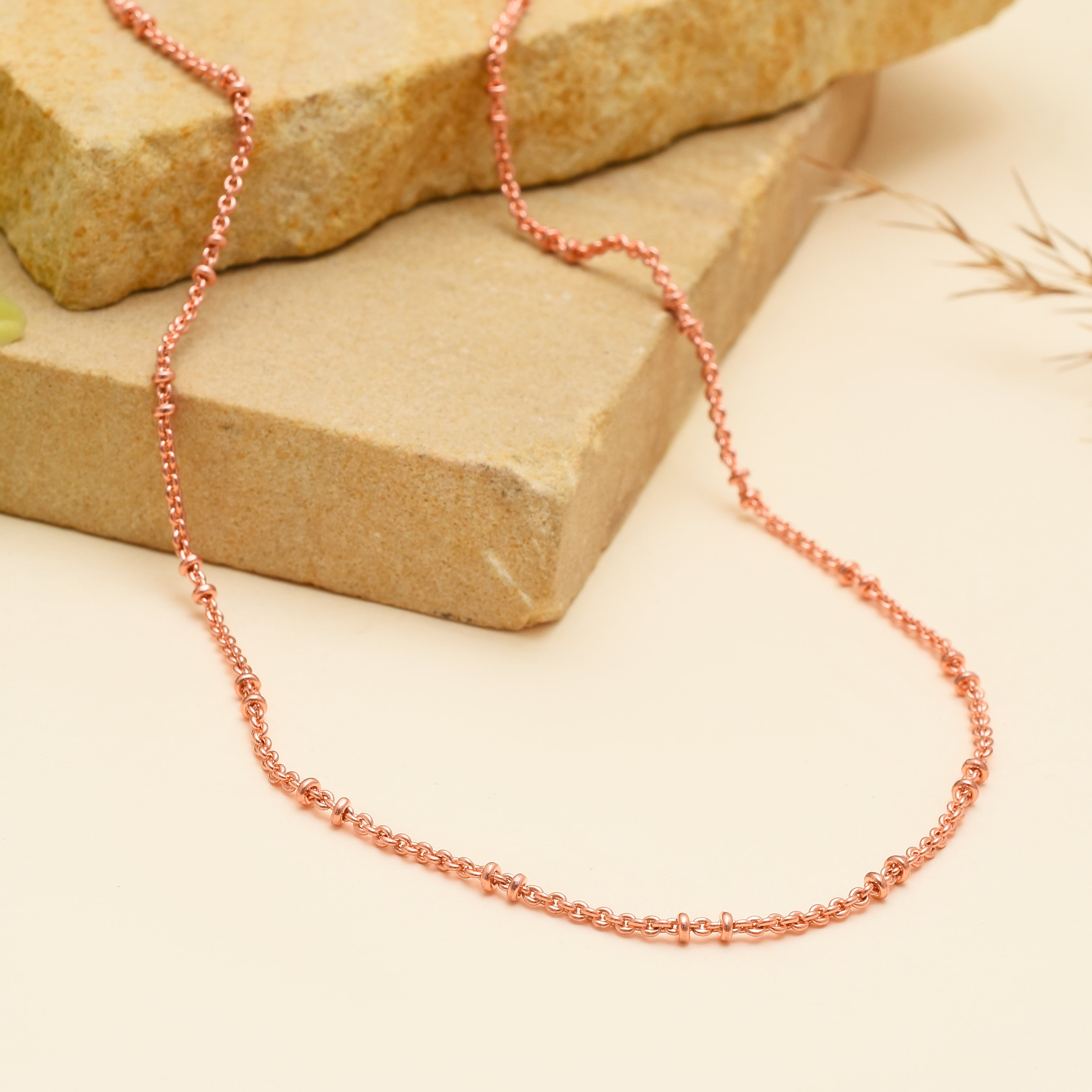 100% Oxidized Copper Beaded Chain Necklace – Pure Solid Copper Chain for Men & Women – Viking Jewelry – Eco-Friendly Pendant Chain
