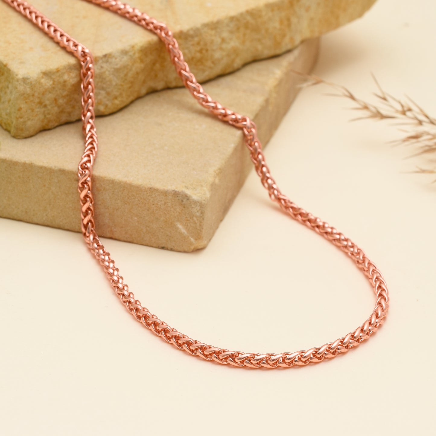 Pure Copper 4-in-1 Braided Chain Necklace, Solid Viking Jewelry, 16" to 28" Inch Unisex Jewelry for Men & Women