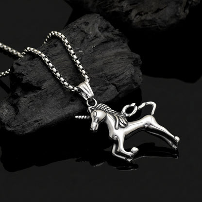 Magical Unicorn Stainless Steel Necklace Pendant, Fantasy Mythology Charm Pendant, Fantasy Jewelry, Cute Unicorn Necklace for Women