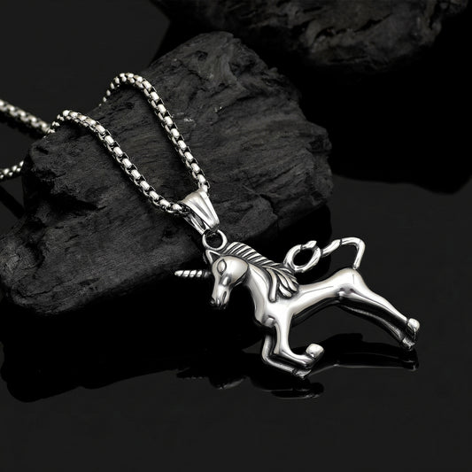 Magical Unicorn Stainless Steel Necklace Pendant, Fantasy Mythology Charm Pendant, Fantasy Jewelry, Cute Unicorn Necklace for Women
