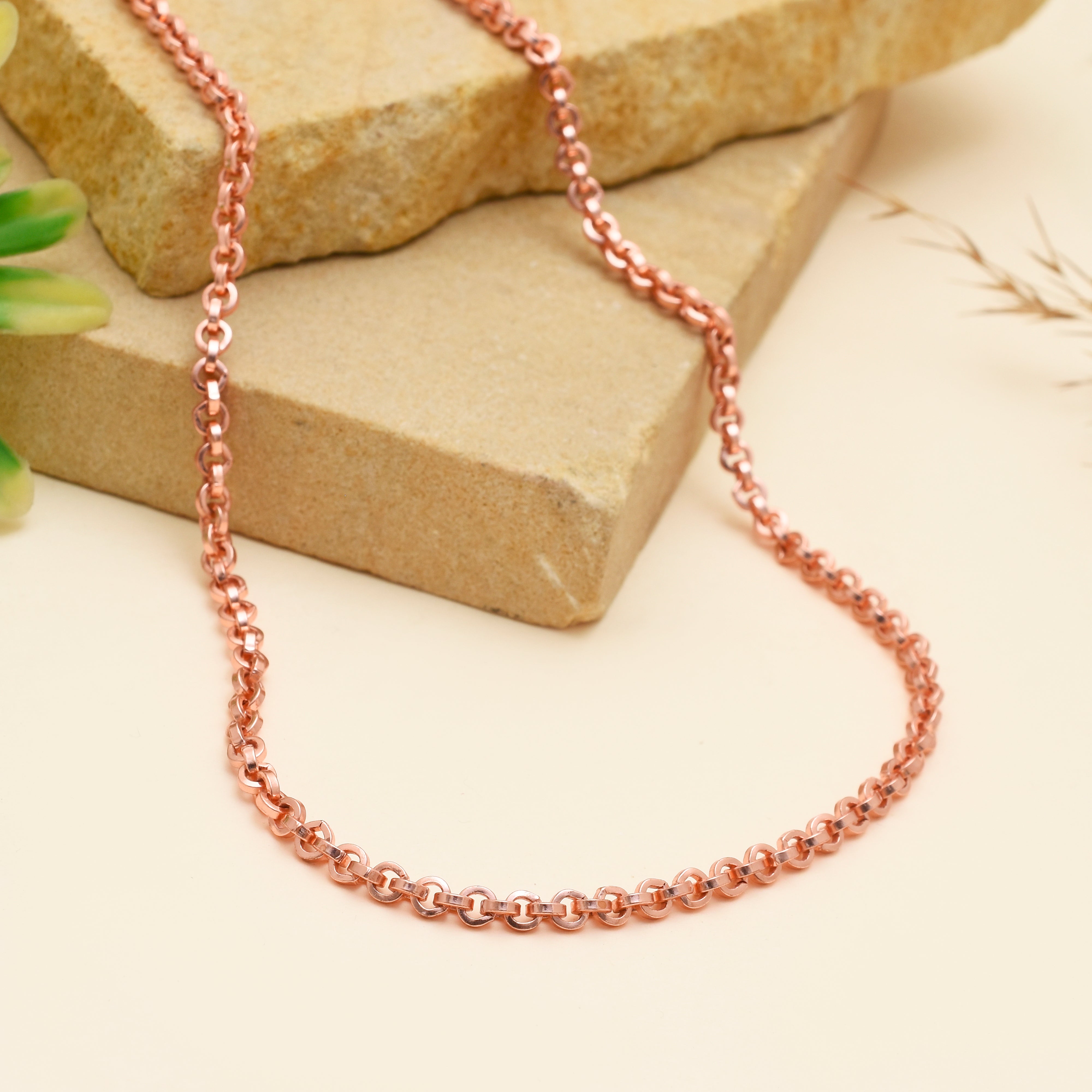 Handmade Copper Rolo Chain Necklace for Men & Women - Pure Copper Healing Link Chain for Everyday Wear - Unisex Necklace