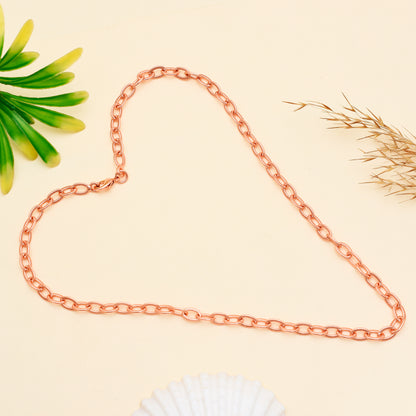 Etched Copper Chain, Handmade Copper Clasp Oval Link Chain Necklace, Solid Healing Energy Unisex Jewelry, Lightweight Everyday Chain