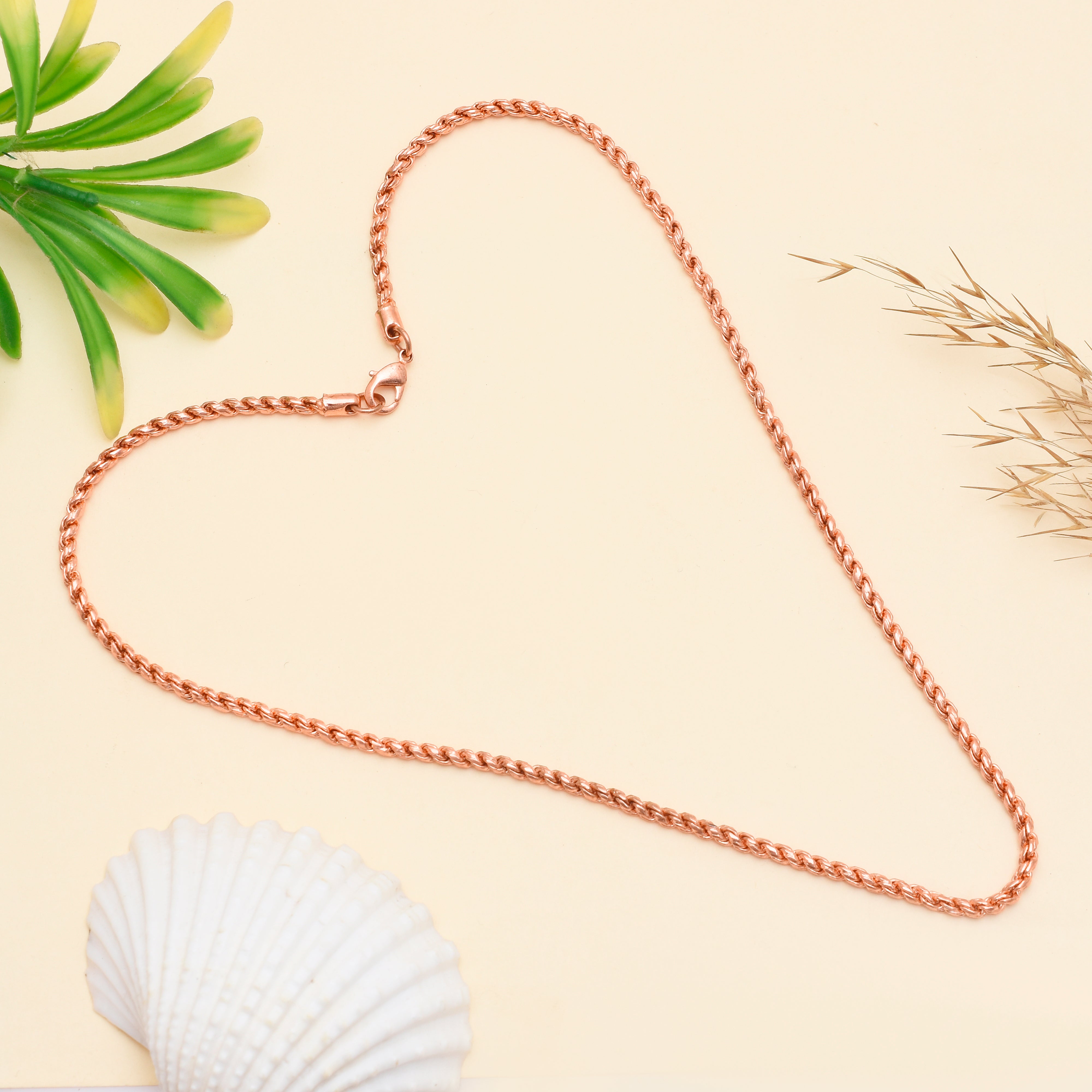 Handcrafted Twisted Copper Rope Necklace – Trendy Unisex Chain for Layering, Pendant Styling & Daily Wear