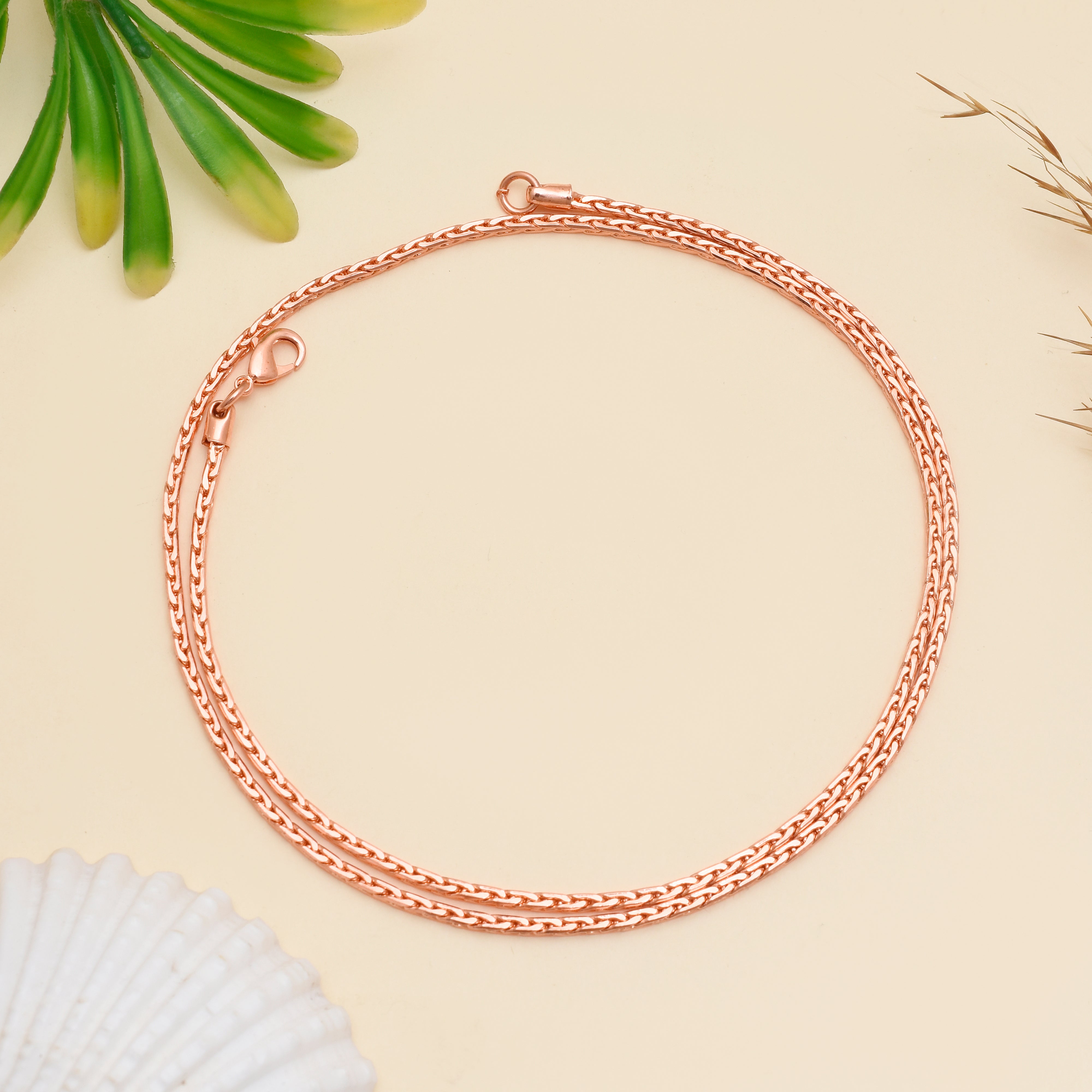 Handmade Pure Copper Wheat Chain Necklace, Solid Copper Jewelry, Viking Jewelry Gift, Unisex Wheat Chain Necklace for Men & Women