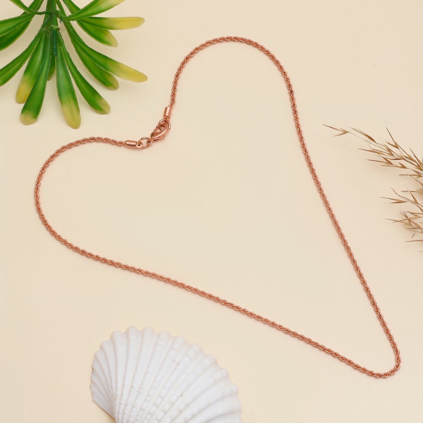 Etched Copper Chain, Handmade Copper Clasp Oval Link Chain Necklace, Solid Healing Energy Unisex Jewelry, Lightweight Everyday Chain