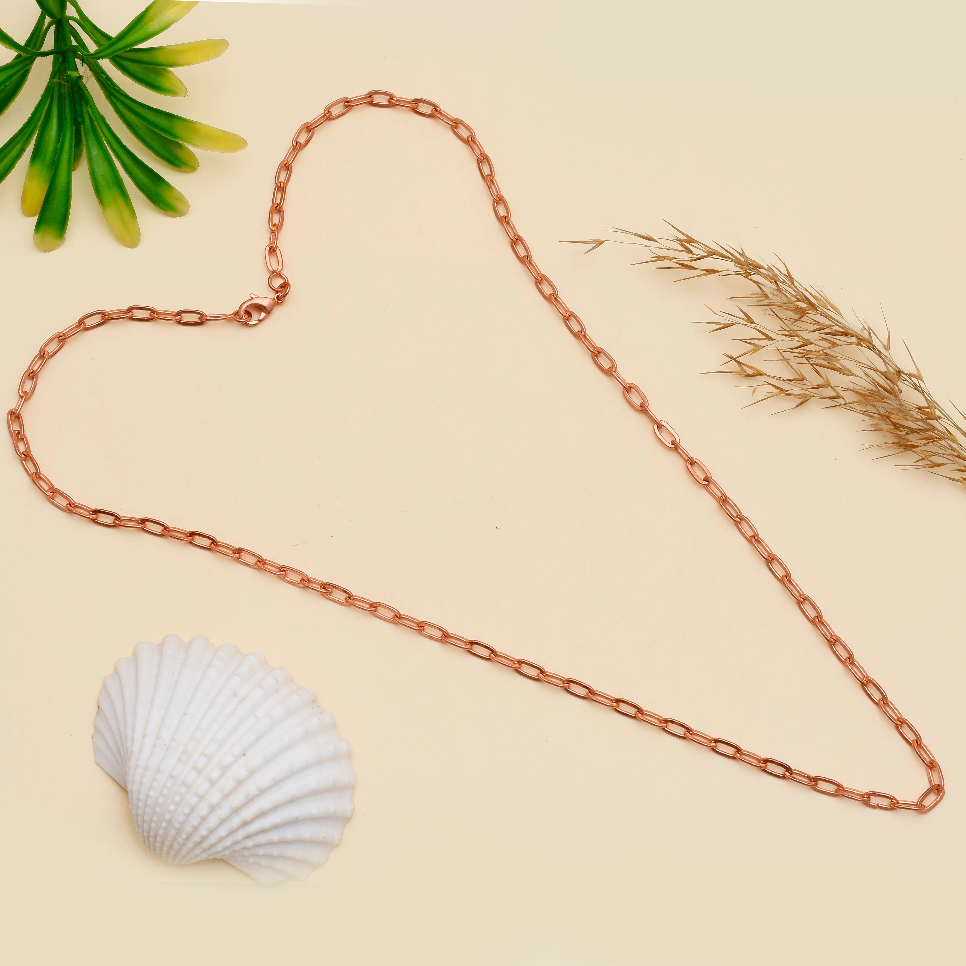 Handcrafted Pure Copper Oval Link Chain Necklace – Lightweight Healing Energy Jewelry for Men & Women, Statement Chain Gift for Him and Her