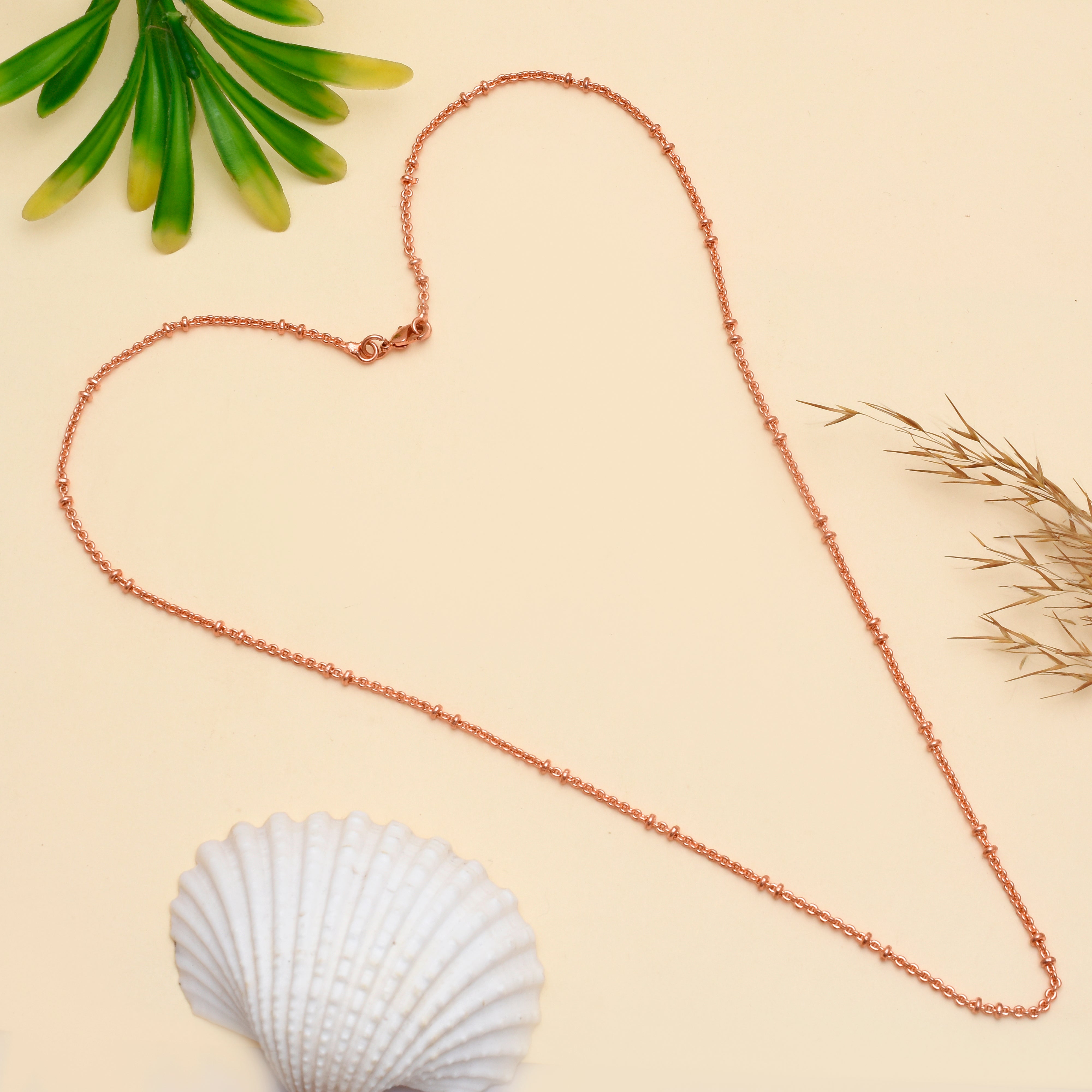 100% Oxidized Copper Beaded Chain Necklace – Pure Solid Copper Chain for Men & Women – Viking Jewelry – Eco-Friendly Pendant Chain