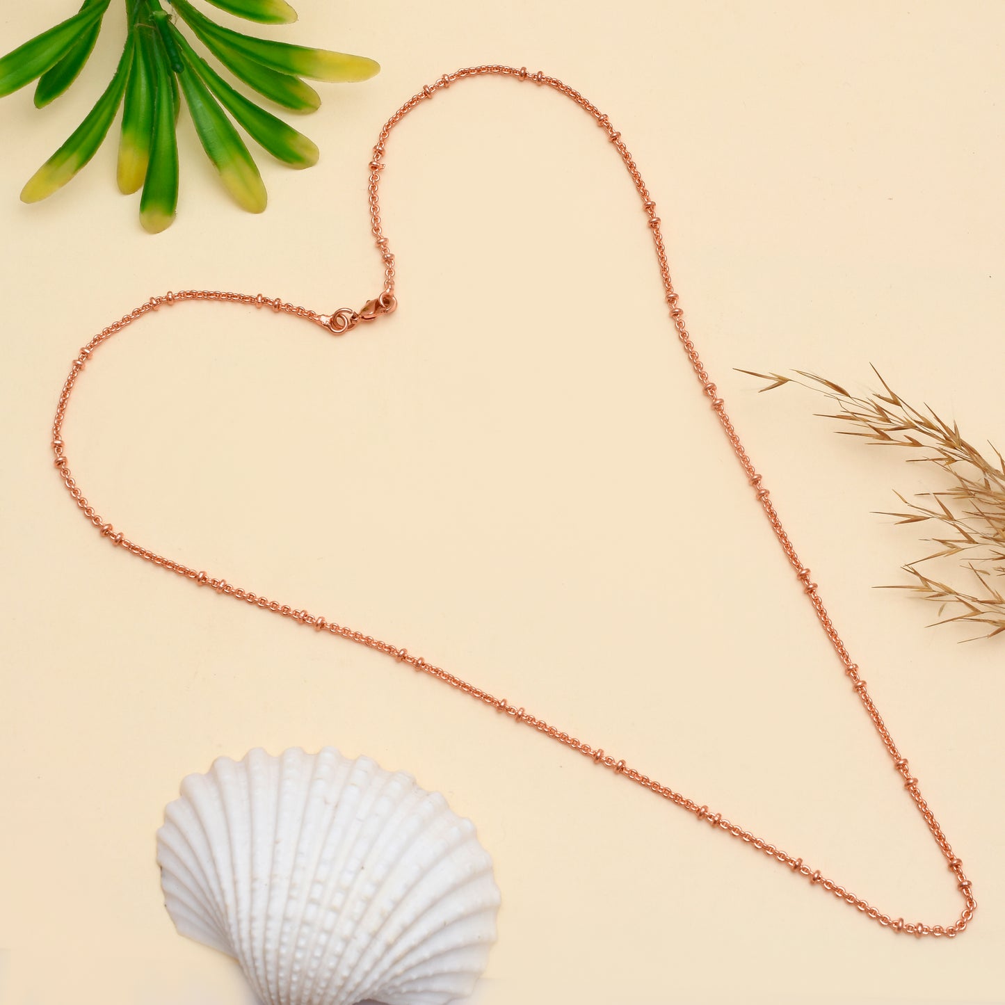 100% Oxidized Copper Beaded Chain Necklace – Pure Solid Copper Chain for Men & Women – Viking Jewelry – Eco-Friendly Pendant Chain