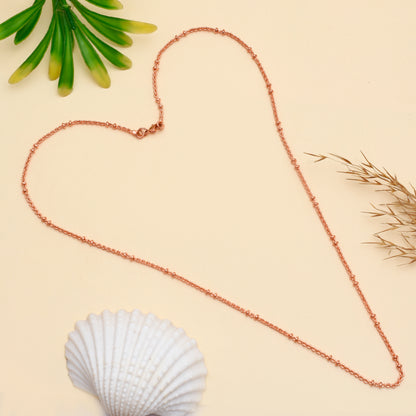 100% Oxidized Copper Beaded Chain Necklace – Pure Solid Copper Chain for Men & Women – Viking Jewelry – Eco-Friendly Pendant Chain