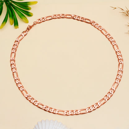100% Copper Figaro Chain Necklace | 9mm Flat Link Chain | 16"-28" Unisex Jewelry | Chunky Men Chain | Gold Trove Statement Gift