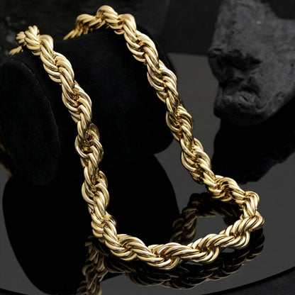Gold Tone Chunky Rope Chain Necklace for Men & Women, Italian Chain, Twisted Gold Chain Necklace, 22 Inch Unisex Necklace