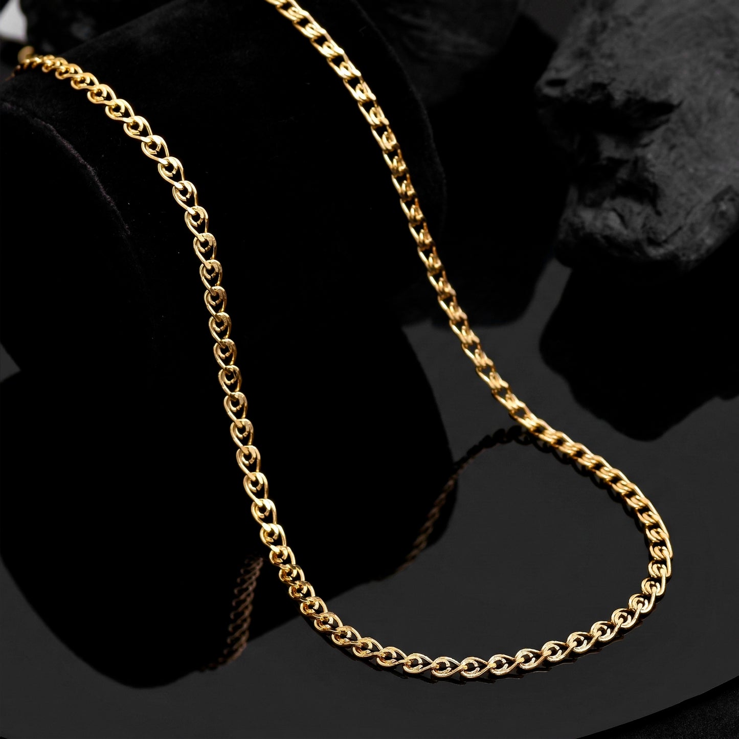 Gold Tone Stainless Steel Chain Necklace 19 Inch | Curb Link Minimalist Chain for Men & Women | Durable Tarnish Resistant Jewelry