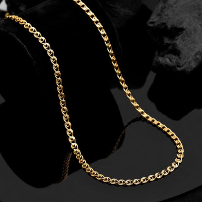 Gold Tone Stainless Steel Chain Necklace 19 Inch | Curb Link Minimalist Chain for Men & Women | Durable Tarnish Resistant Jewelry