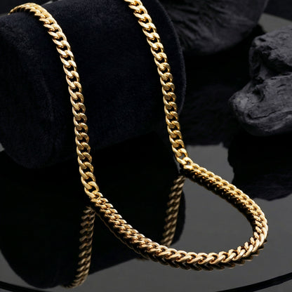 20 Inch Gold Curb Chain Necklace, Stainless Steel Classic Link Chain, Minimalist Everyday Jewelry, Unisex Chain