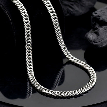 20 Inch Silver Cuban Link Chain Necklace, Stainless Steel Curb, Minimalist Unisex Jewelry