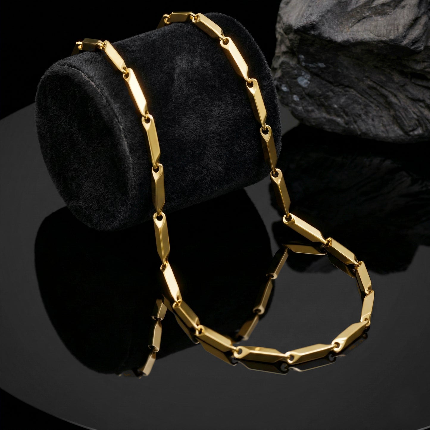 Flat Braided Chain Necklace for Men & Women - 2.5mm Thick Stainless Steel Chain - Gold Bamboo Chain - Unisex Chain Necklace - Gift for Her