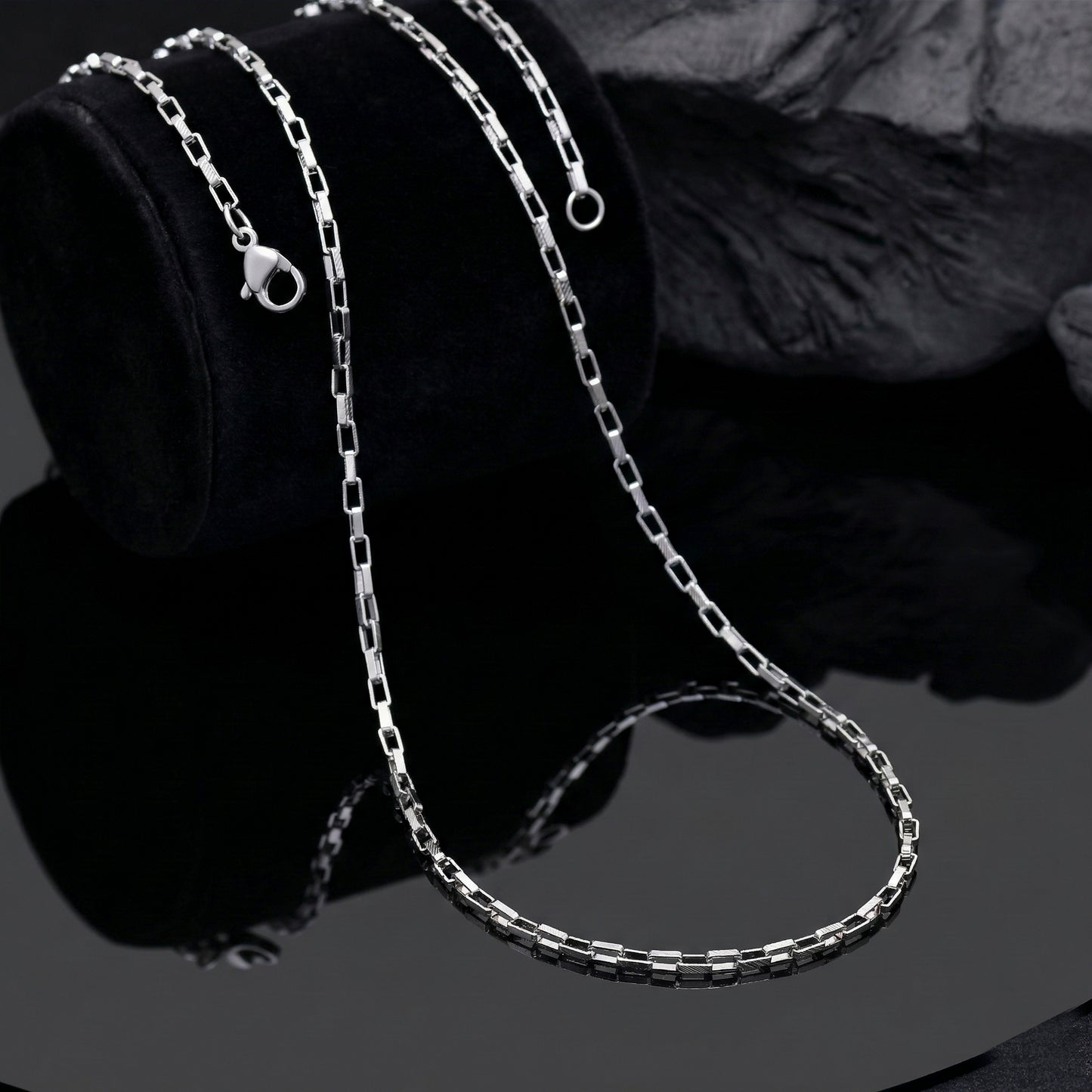 Stainless Steel Paperclip Chain Necklace, Cable Neck Chain, Square Link Chain Necklace, 22" Silver Tone Chain Necklace, Gift for Him & Her