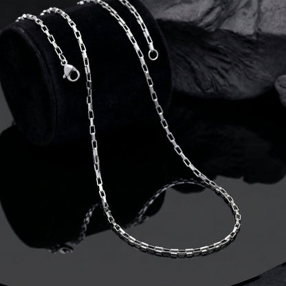 Stainless Steel Paperclip Chain Necklace, Cable Neck Chain, Square Link Chain Necklace, 22" Silver Tone Chain Necklace, Gift for Him & Her