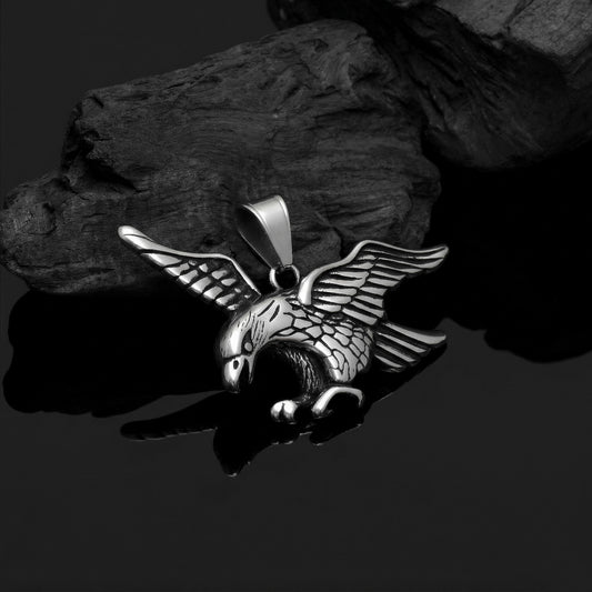 Eagle Necklace, Bird Pendant, American Eagle Necklace, Freedom Pendant, Thunderbird Hawk Bird Necklace, Men's Punk Jewelry, Gift for Him