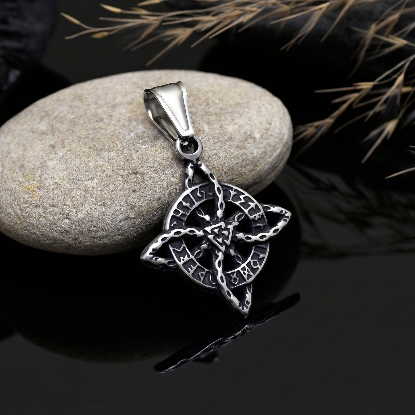Viking Valknut Pendant, Celtic Know Necklace, Protective Amulet, Viking Rune Compass Pendant Necklace, Norse Vegvisir Charm, Gift for Him