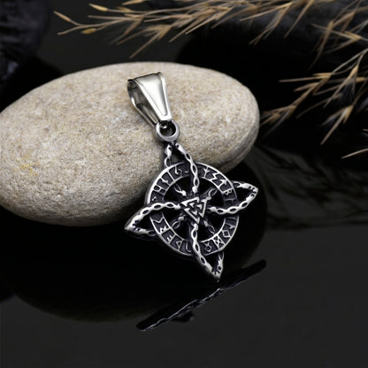 Viking Valknut Pendant, Celtic Know Necklace, Protective Amulet, Viking Rune Compass Pendant Necklace, Norse Vegvisir Charm, Gift for Him