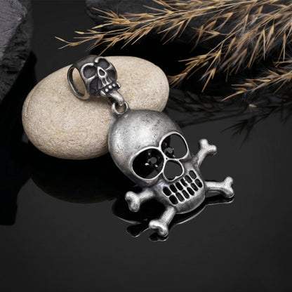 Skull Crossbones Pendant Necklace, Gothic Skull Necklace, Stainless Steel Skull Jewelry, Biker Skull Pendant, Gothic Jewelry Gift