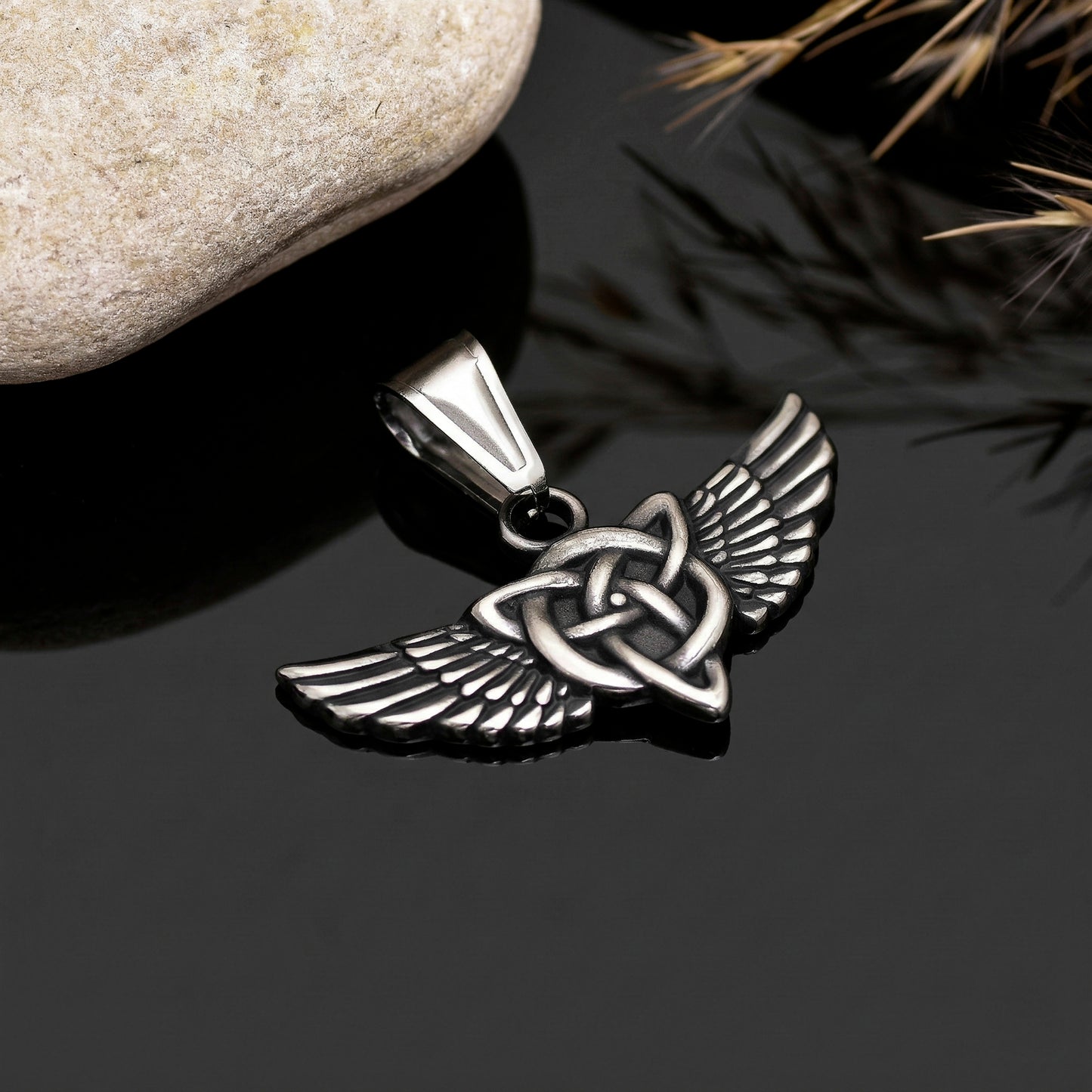 Celtic Knot Wings Pendant, Trinity Knot Necklace, Celtic Symbol Jewelry, Viking Celtic Pendant, Spiritual Knot Necklace
