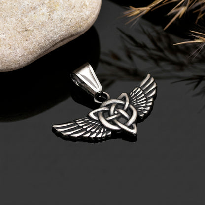 Celtic Knot Wings Pendant, Trinity Knot Necklace, Celtic Symbol Jewelry, Viking Celtic Pendant, Spiritual Knot Necklace
