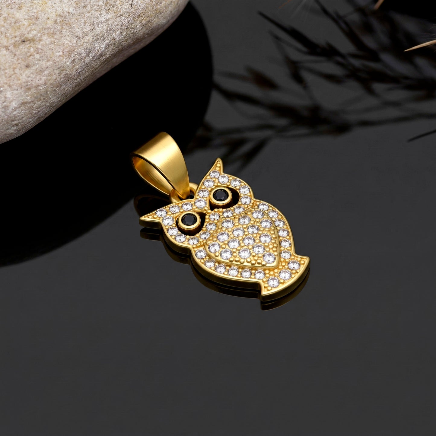 Iced Out Owl Necklace for Men - Mini Gold Filled Owl Pendant - Owl Charm Pendant - Cute Owl Necklace - DIY Jewelry Findings Making