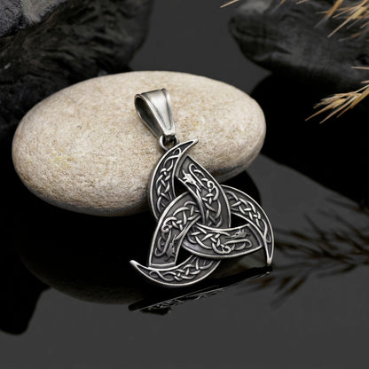 Viking Necklace Triple Head of Odin Stainless Steel Pendant, Unisex Cletic Knot Pendant Necklace, Norse Pendant, All Father Odin Pendant